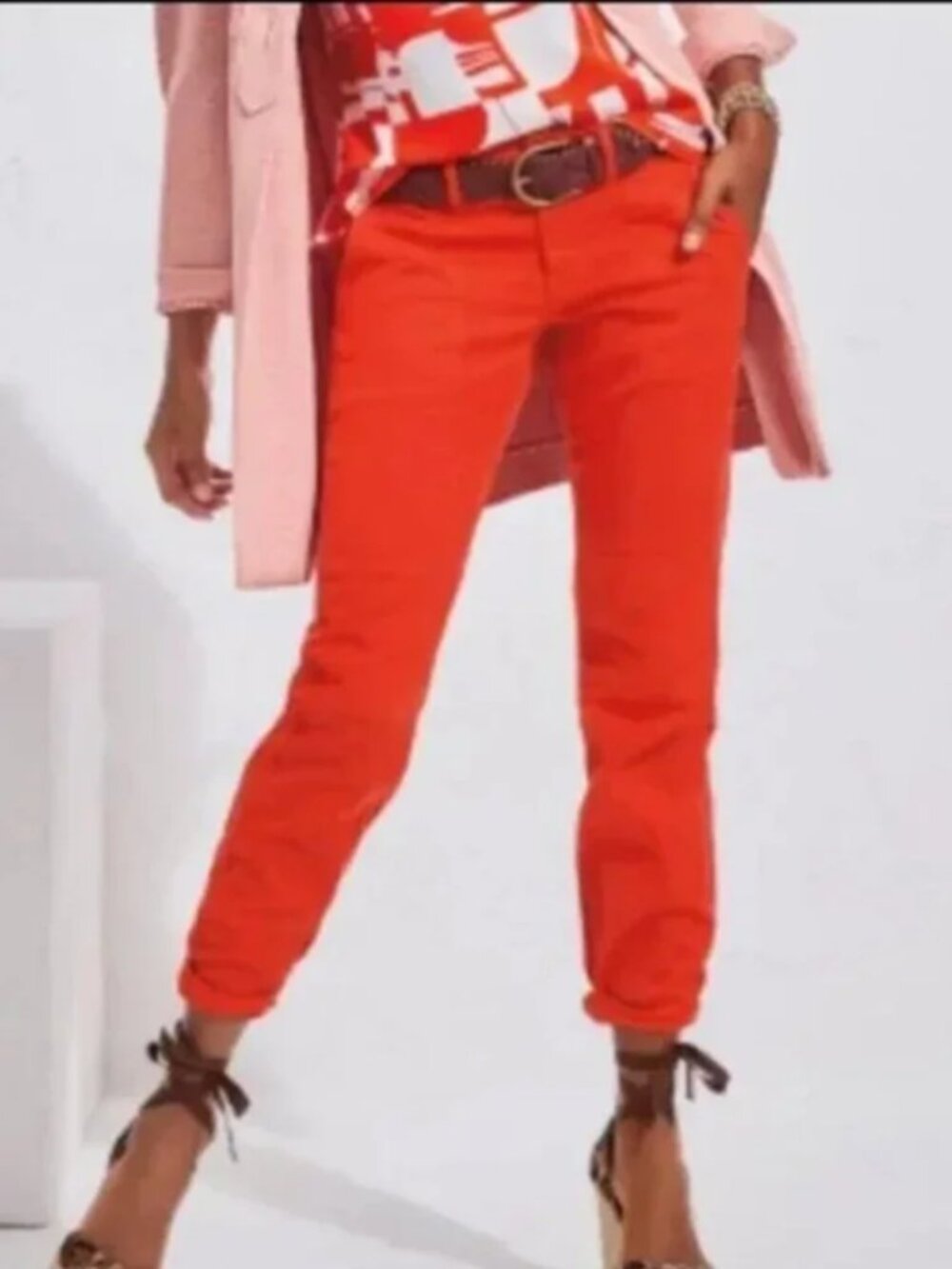 CAbi #6046 Utility Trouser Pants Size 6 Orange